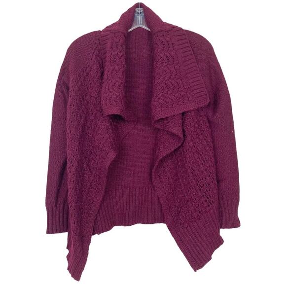 American Eagle Maroon Knit Sparkle Wool Blend Cardigan Sz S - Picture 1 of 5